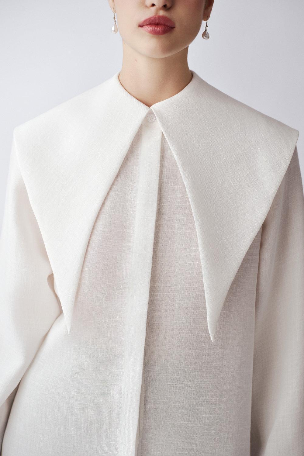 Seren Straight Sailor Collar Neck Linen Shirt - MEAN BLVD