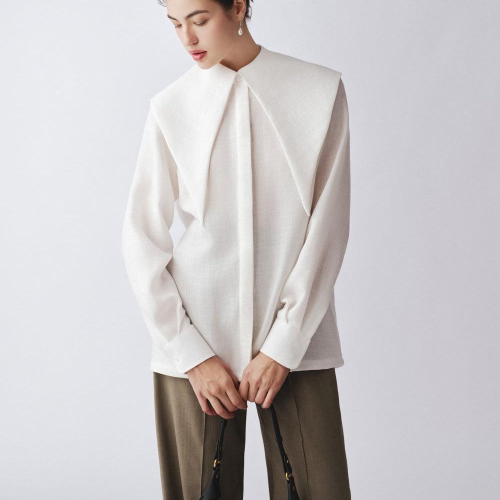 Seren Straight Sailor Collar Neck Linen Shirt - MEAN BLVD