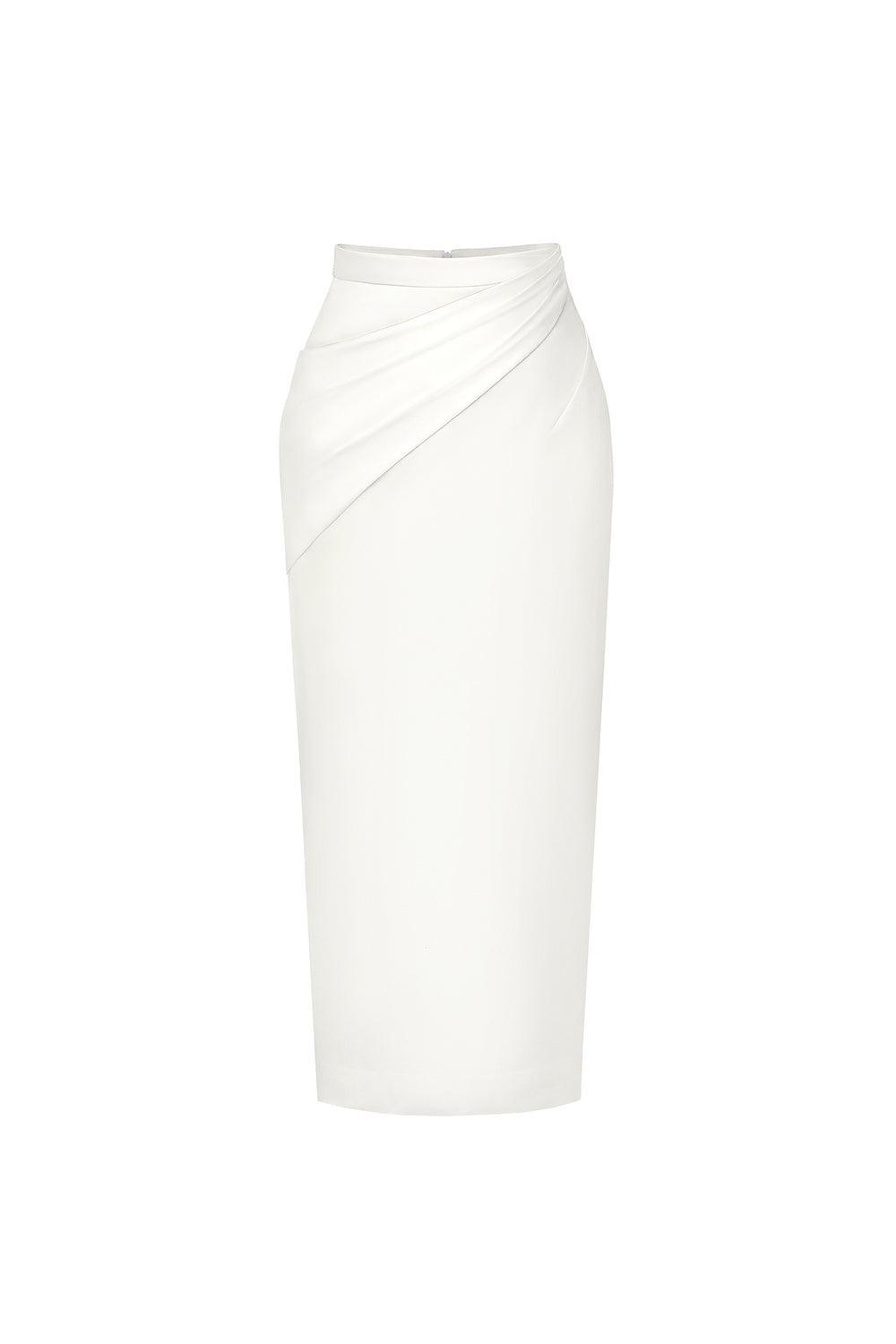 Serena Straight Back Slit Rayon Blend Skirt - MEAN BLVD