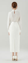 Serena Straight Back Slit Rayon Blend Skirt - MEAN BLVD
