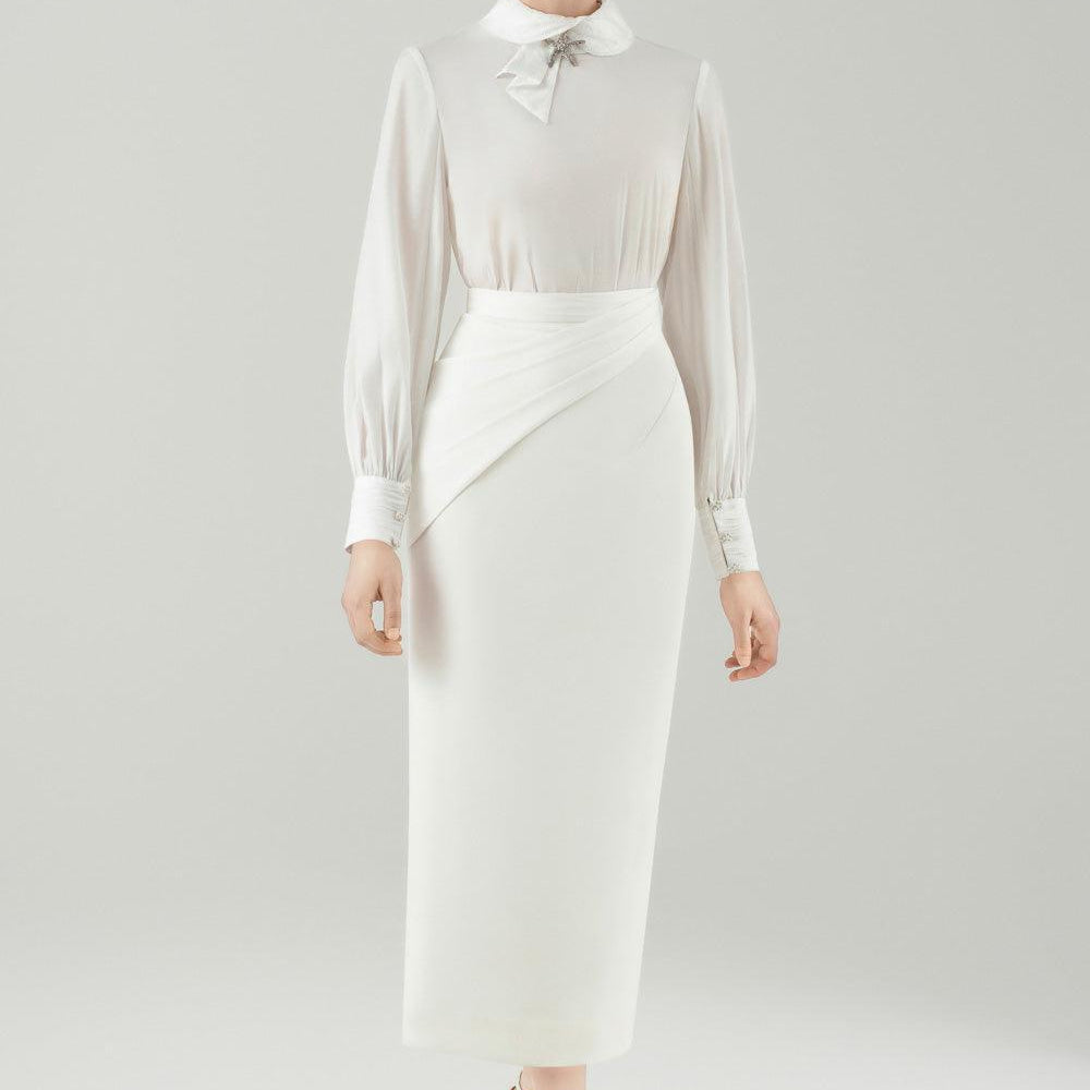 Serena Straight Back Slit Rayon Blend Skirt - MEAN BLVD