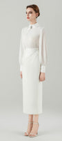 Serena Straight Back Slit Rayon Blend Skirt - MEAN BLVD