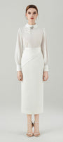 Serena Straight Back Slit Rayon Blend Skirt - MEAN BLVD