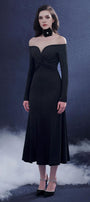 Serenara Trumpet Off-Shoulder Wool Midi Dress - MEAN BLVD