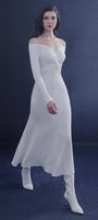 Serenara Trumpet Off-Shoulder Wool Midi Dress - MEAN BLVD