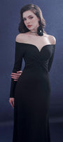 Serenara Trumpet Off-Shoulder Wool Midi Dress - MEAN BLVD