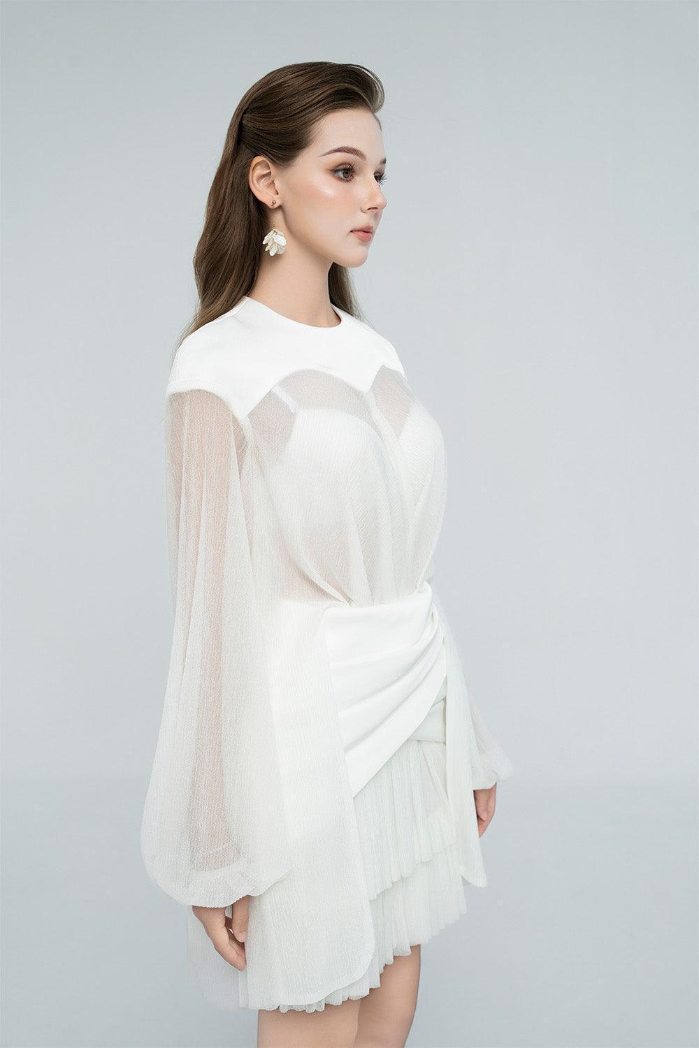 chanel mini white dress Women's Sevyn Crossover Ruffle Layer Chanel Mini Dress S/M/L/Customize White MEAN BLVD White / M