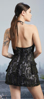 Shadowrun Halter Backless Embroidered Lace Mini Dress - MEAN BLVD
