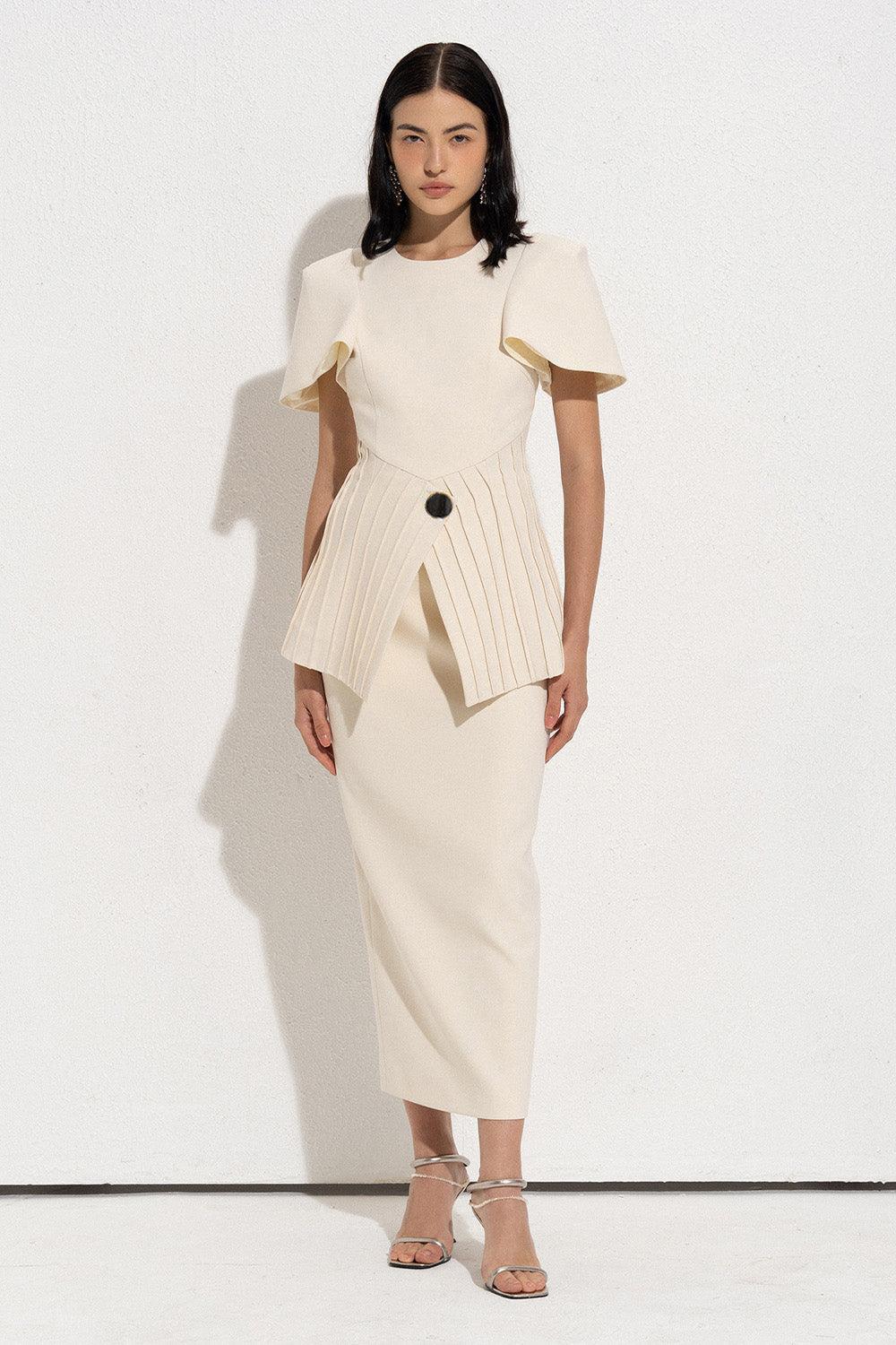 Shay Slit	Puffy Sleeved Surah Silk Top