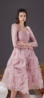 Sherman Fit and Flare Leg Of Mutton Sleeved Organza Knee-length Dress - MEAN BLVD