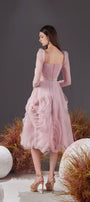 Sherman Fit and Flare Leg Of Mutton Sleeved Organza Knee-length Dress - MEAN BLVD