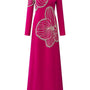 Shimmer A-line Round Neck Velvet Satin Floor Length Ao Dai - MEAN BLVD