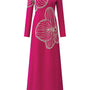 Shimmer A-line Round Neck Velvet Satin Maxi Dress - MEAN BLVD