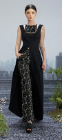 Shockwave Slit Sleeveless Brocade Long Length Top - MEAN BLVD