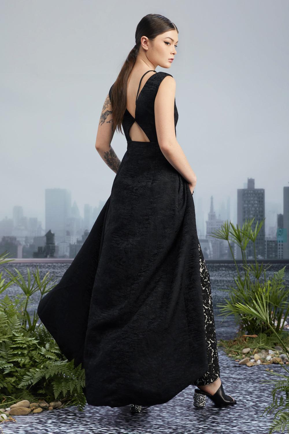 Shockwave Slit Sleeveless Brocade Long Length Top - MEAN BLVD
