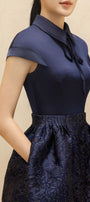 Simone A-line Collared Neck Taffeta Silk Mini Dress - MEAN BLVD