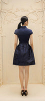 Simone A-line Collared Neck Taffeta Silk Mini Dress - MEAN BLVD