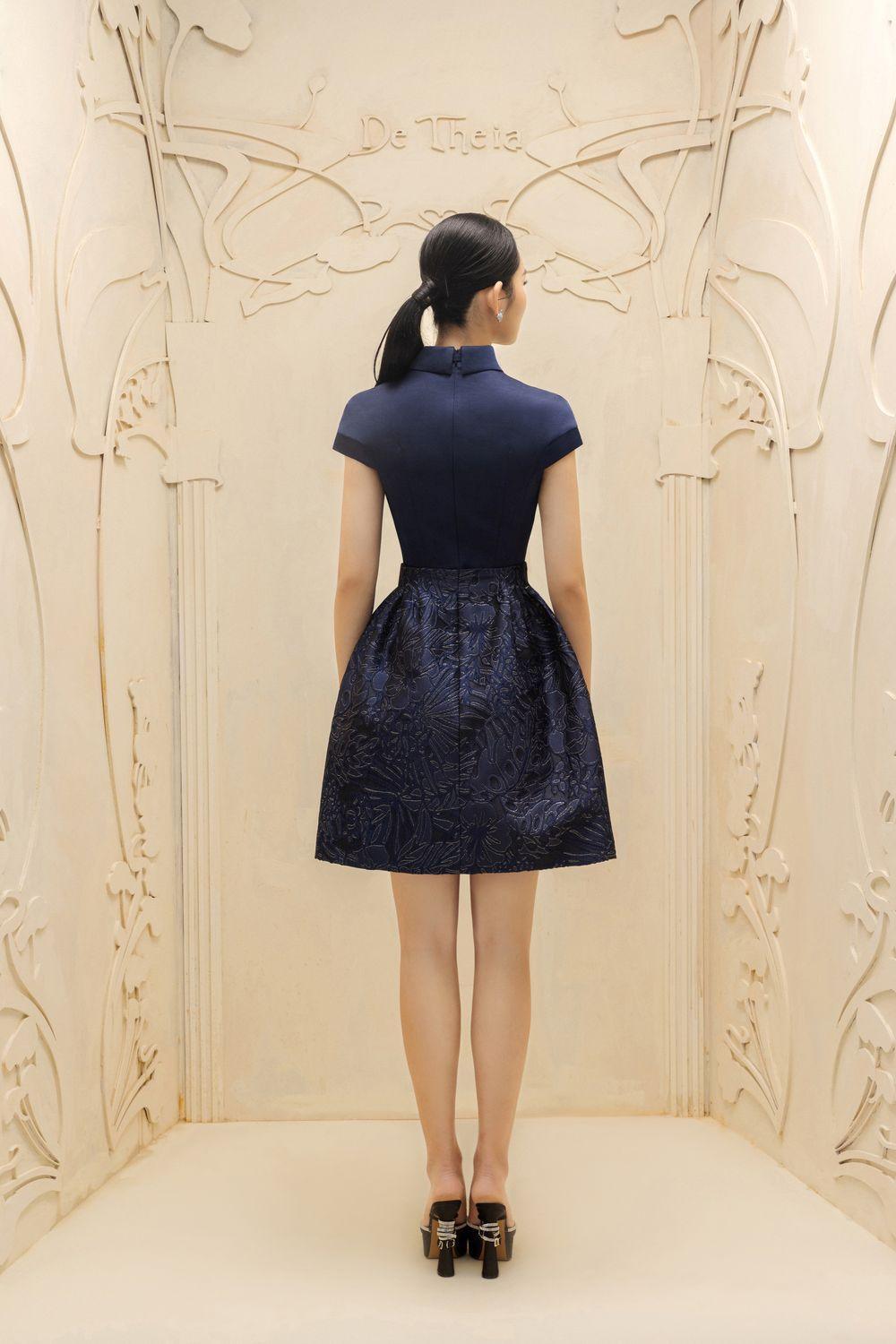 Simone A-line Collared Neck Taffeta Silk Mini Dress - MEAN BLVD