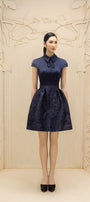 Simone A-line Collared Neck Taffeta Silk Mini Dress - MEAN BLVD