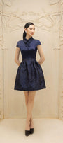 Simone A-line Collared Neck Taffeta Silk Mini Dress - MEAN BLVD