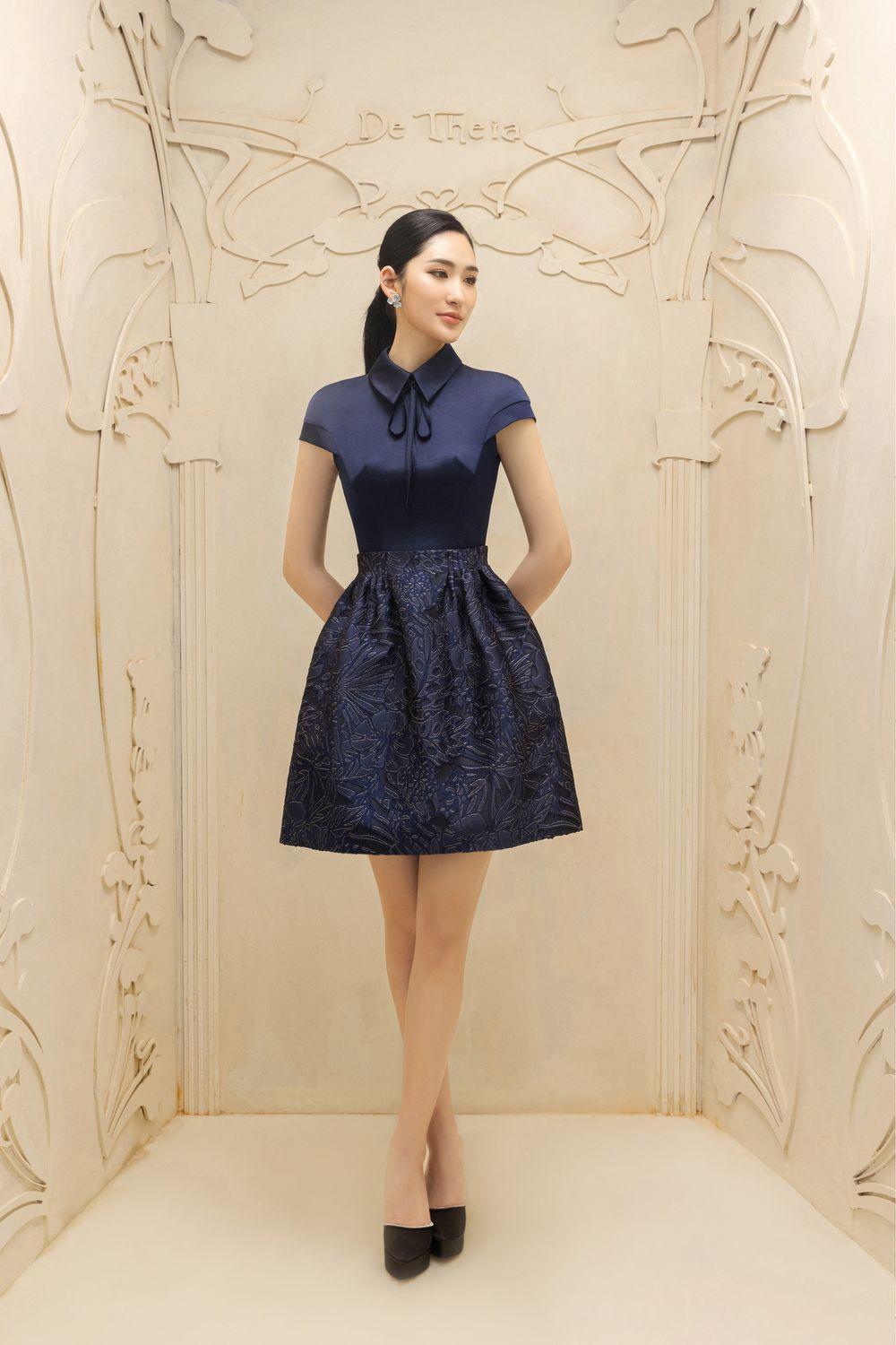 Simone A-line Collared Neck Taffeta Silk Mini Dress - MEAN BLVD