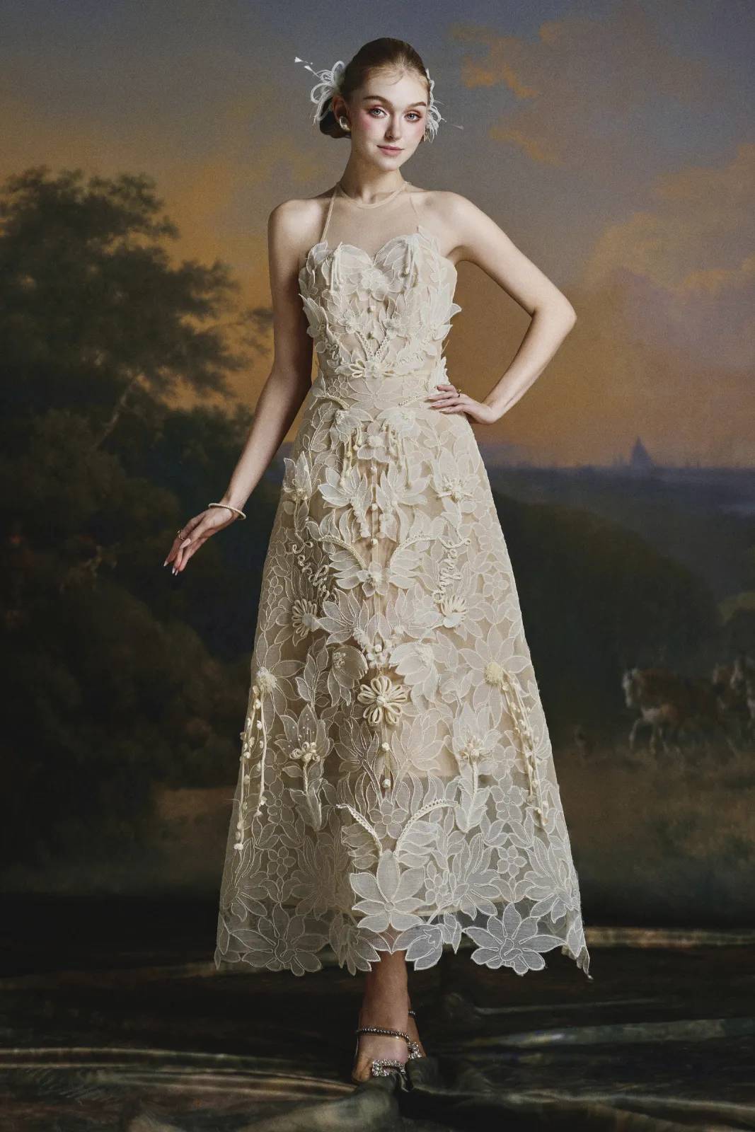 Sisley Floral Applique Midi Dress - MEAN BLVD