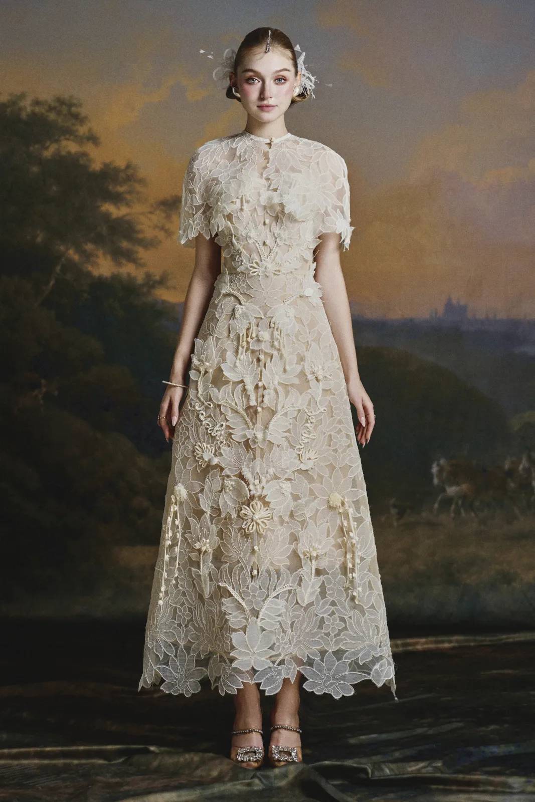 Sisley Floral Applique Midi Dress - MEAN BLVD
