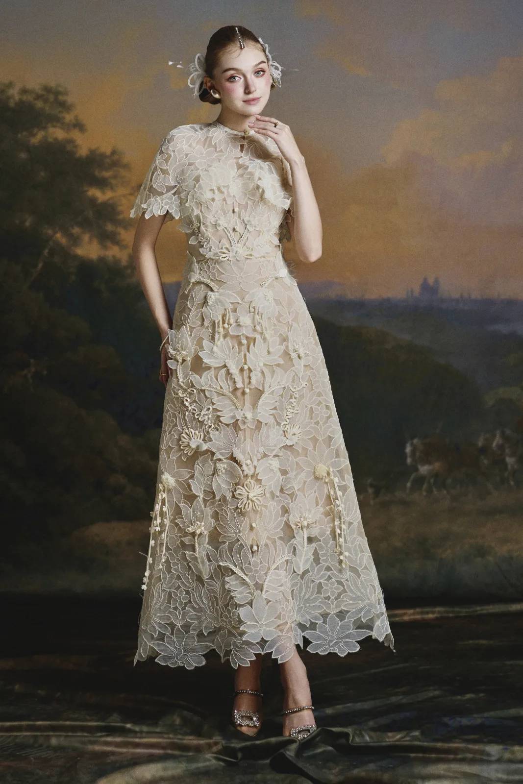 Sisley Floral Applique Midi Dress - MEAN BLVD