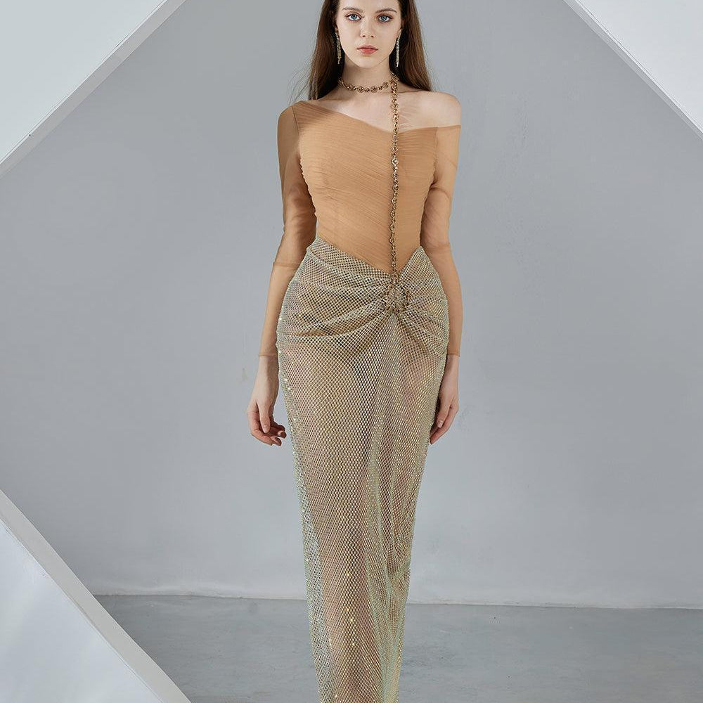 Skyla Bodycon Long Sleeved Organza Maxi Dress - MEAN BLVD