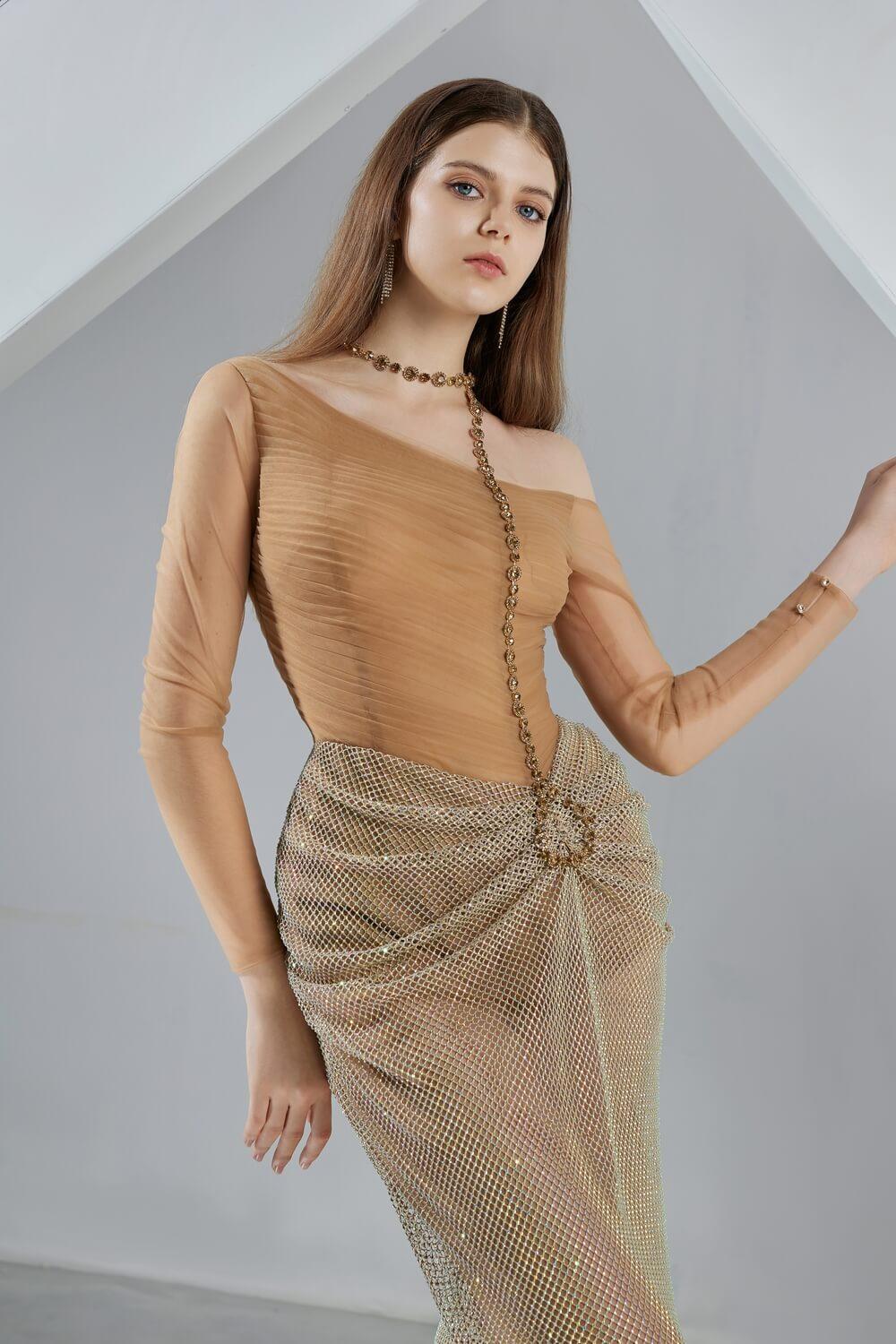 Skyla Bodycon Long Sleeved Organza Maxi Dress - MEAN BLVD