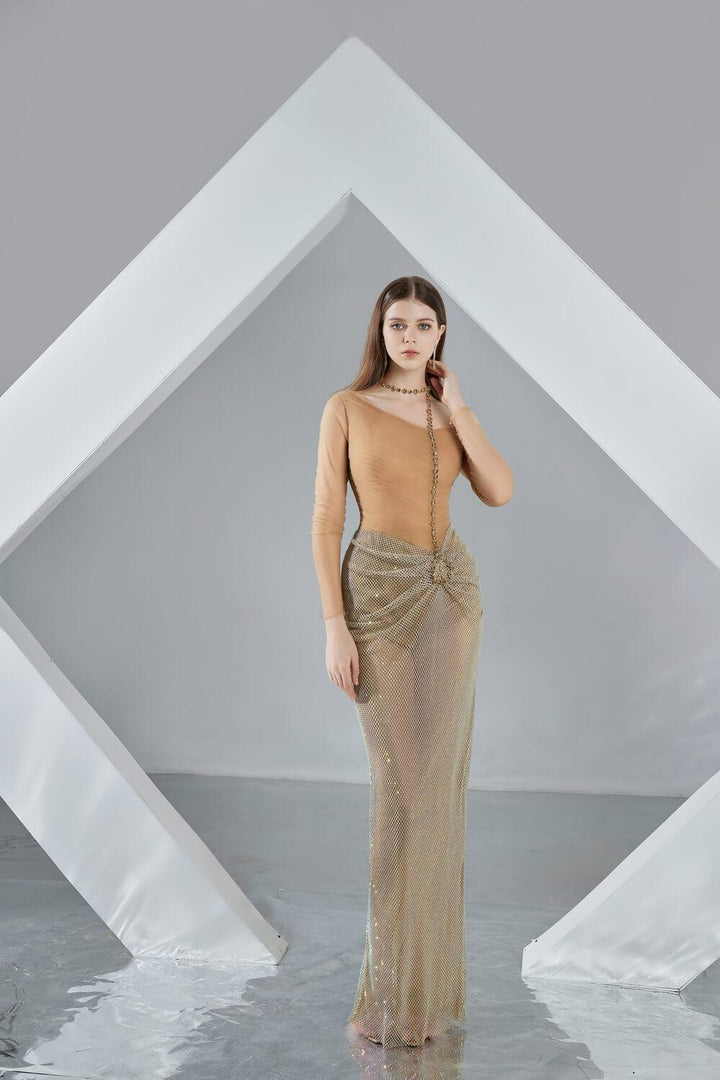 Skyla Bodycon Long Sleeved Organza Maxi Dress - MEAN BLVD