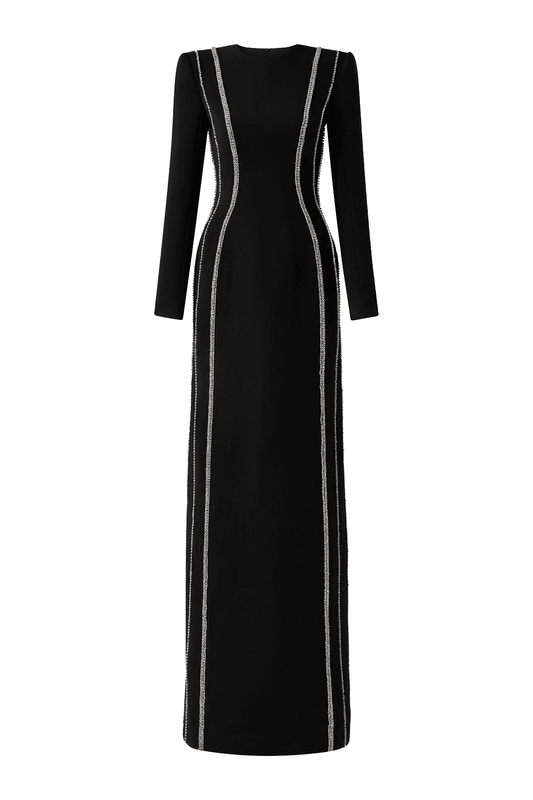 Sloane Bodycon Long Sleeved Crepe Floor Length Dress - MEAN BLVD