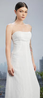 Snow Crash Strapless Semi-Heart Neck Silk Polyester Floor Length Dress - MEAN BLVD