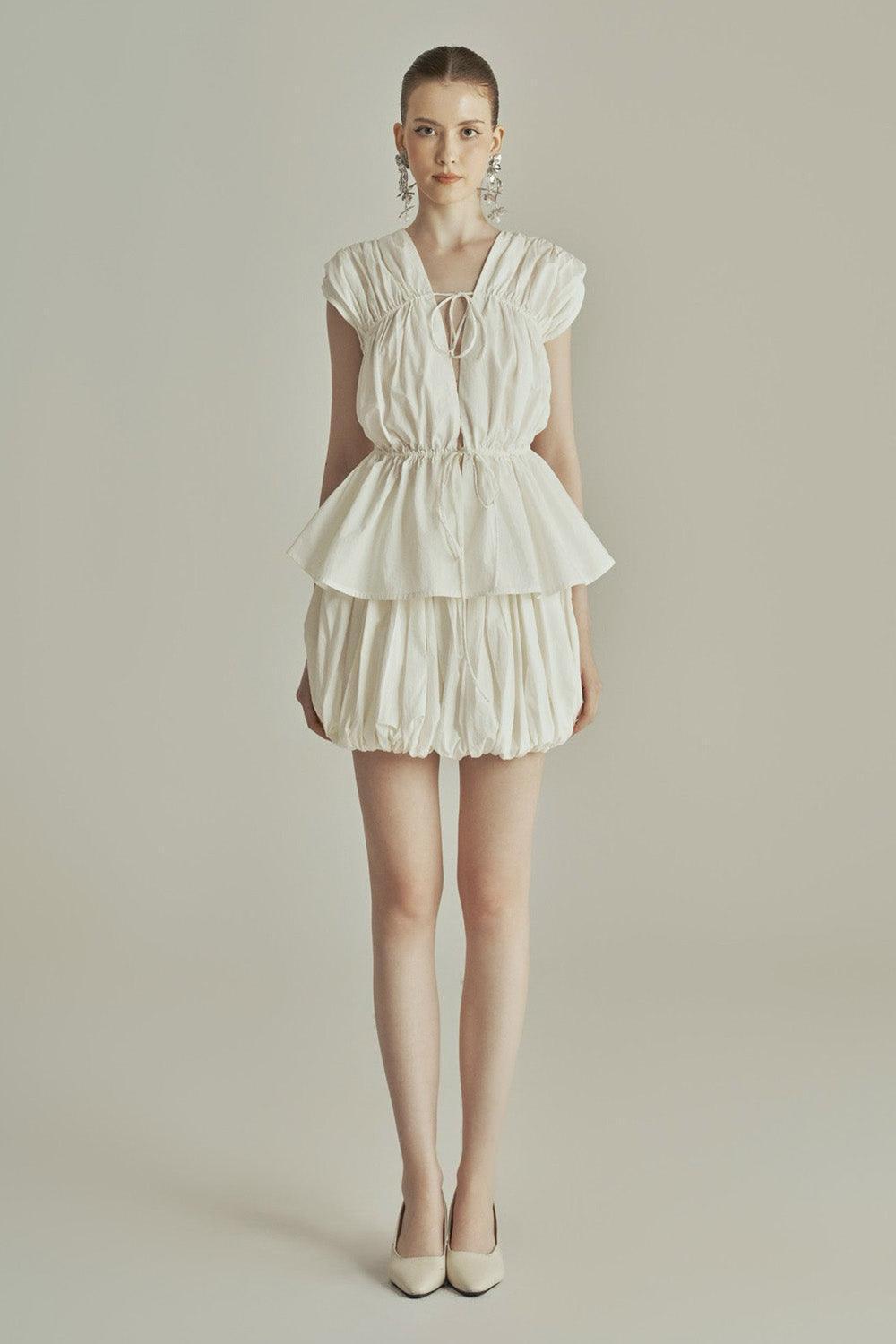 Snowdrop Peplum Gathered Organic Cotton Top - MEAN BLVD