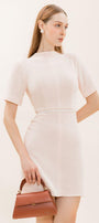 Sofia A-line High Neck Knitted Fabric Mini Dress - MEAN BLVD