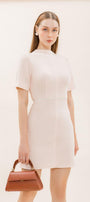 Sofia A-line High Neck Knitted Fabric Mini Dress - MEAN BLVD