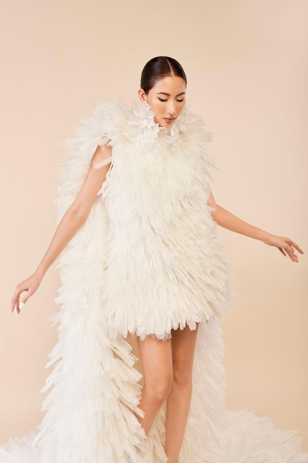 High low feather outlet dress