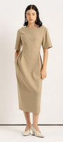 Sohi Sheath Boat Neck Polycotton Midi Dress - MEAN BLVD
