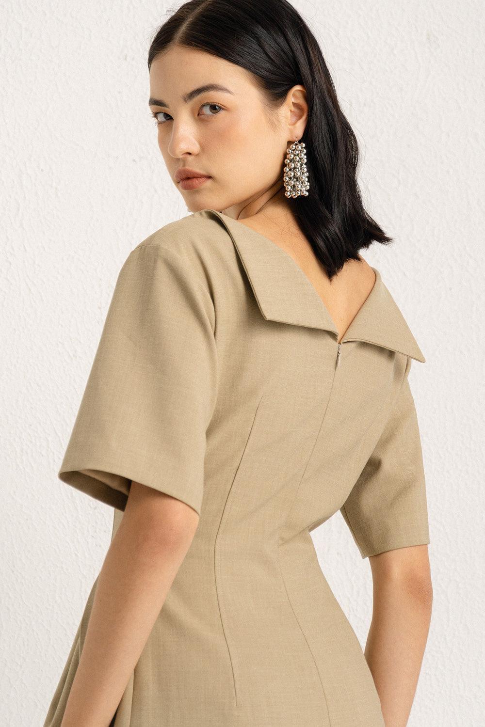 Sohi Sheath Boat Neck Polycotton Midi Dress - MEAN BLVD