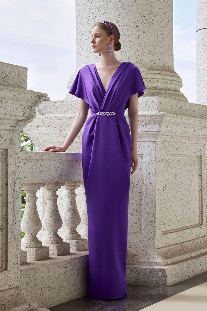Solace Pegged V-Neck Silk Floor Length Dress - MEAN BLVD