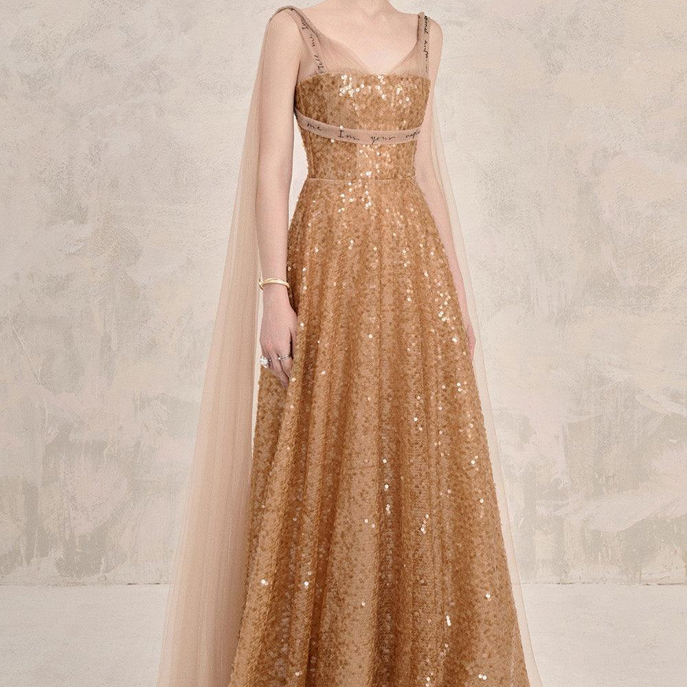 Solasta A-line Sleeveless Sequin Floor Length Dress - MEAN BLVD