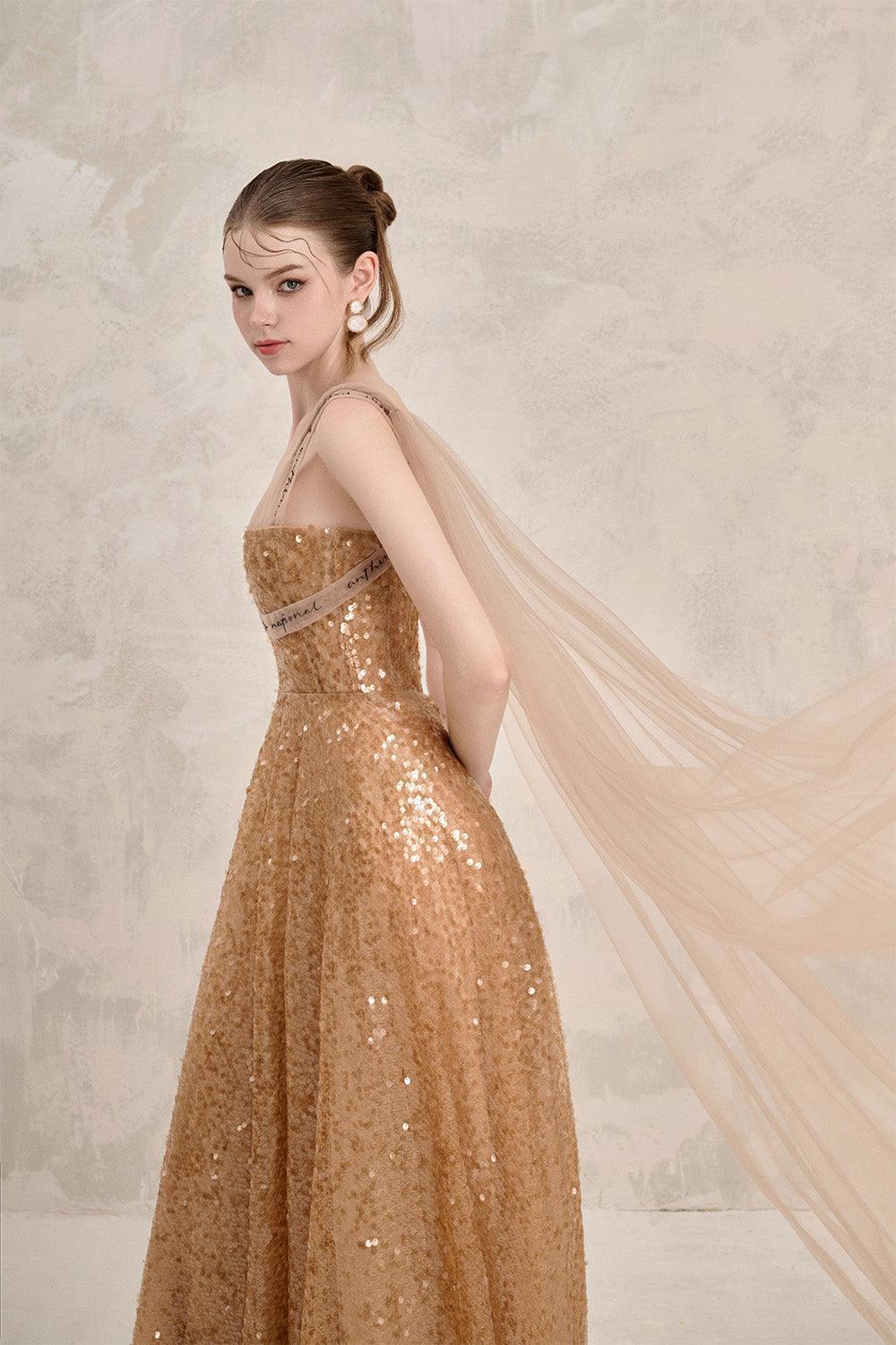 Women's Solasta A-line Sleeveless Sequin Floor Length Dress XS/XS/S/M/L