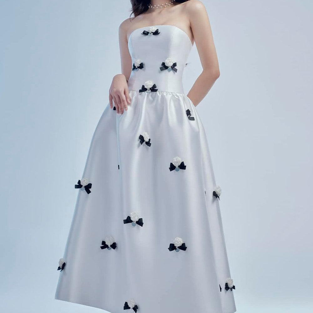 Solden Fit and Flare Straight Across Neck Taffeta Ankle Length Dress - MEAN BLVD