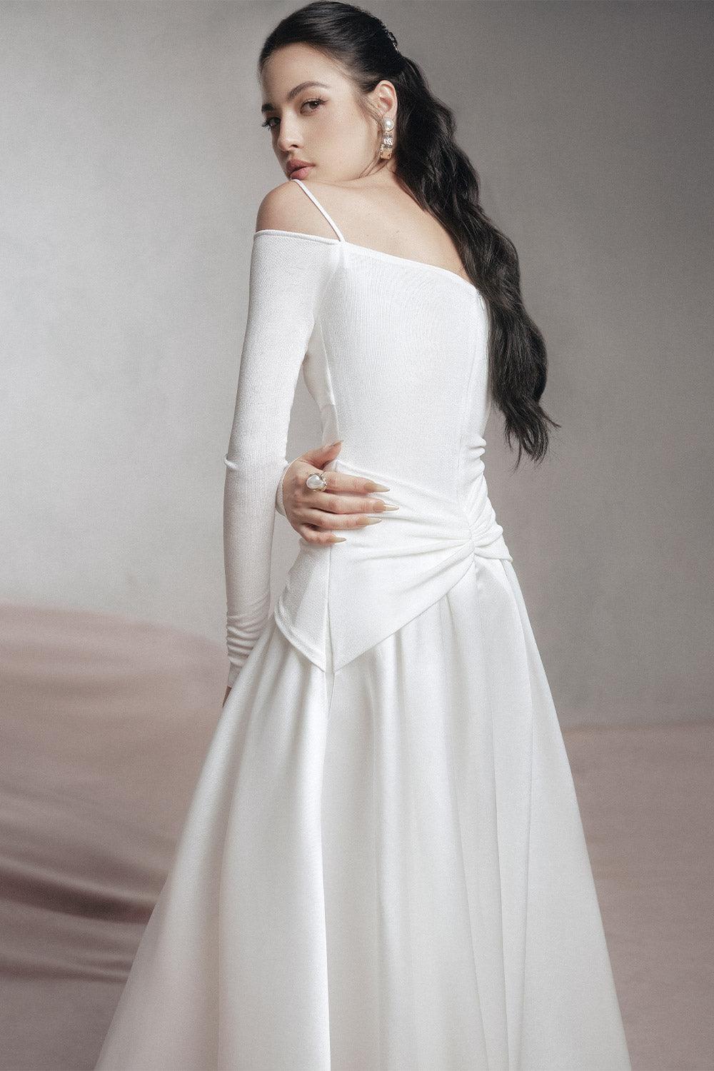 cold shoulder white maxi dress Open Shoulder White Long Dress S