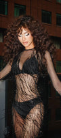 Somber Straight Long Sleeved Mesh Knee-length Dress - MEAN BLVD