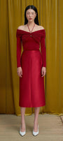 Son Straight Back Slit Taffeta Midi Skirt - MEAN BLVD