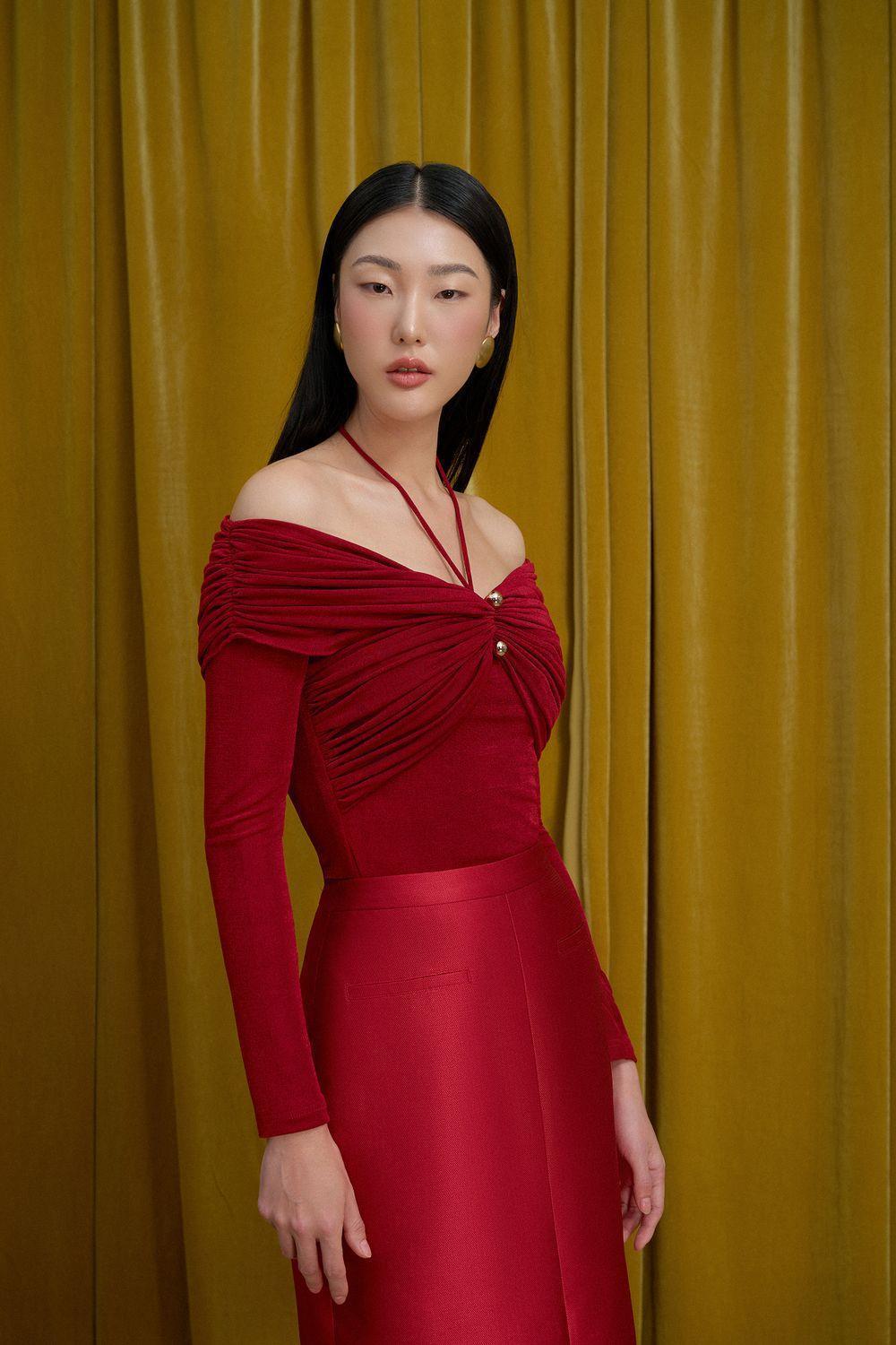 Son Straight Back Slit Taffeta Midi Skirt - MEAN BLVD