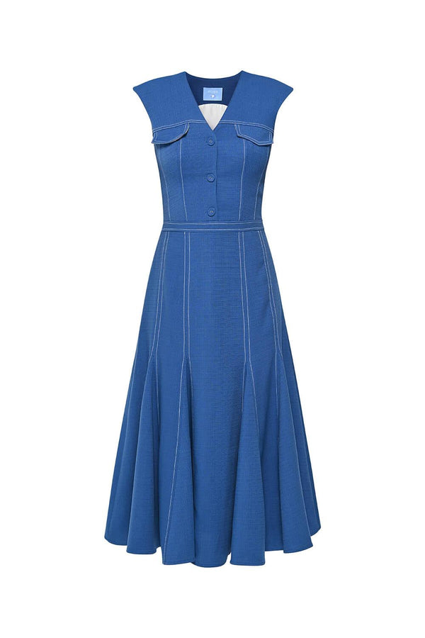 Sona A-line Sleeveless Wool Cotton Midi Dress - MEAN BLVD