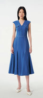 Sona A-line Sleeveless Wool Cotton Midi Dress - MEAN BLVD