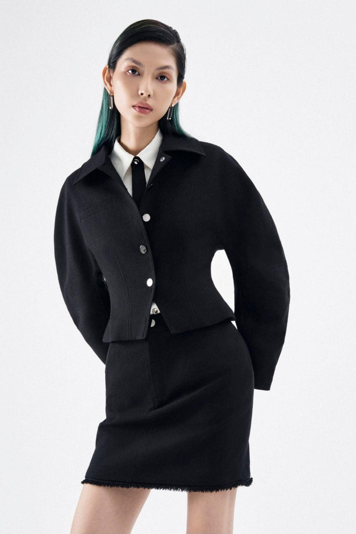 Sophia A-line Front Zipper Wool Blend Mini Skirt - MEAN BLVD